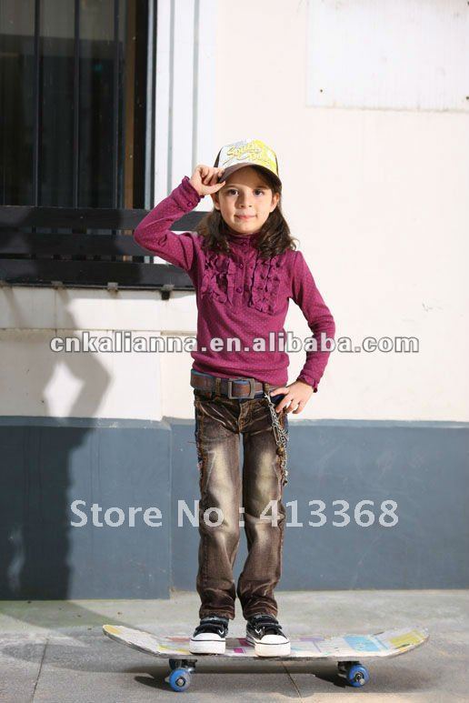 kids fashion denim child jean girls designer jeans ky-0105#