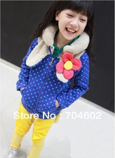 kids jacket Children's winter polka dot coat sleeve fashion baby coat girl's cotton-padded clothes 5pcs/lot Free Shipping C011