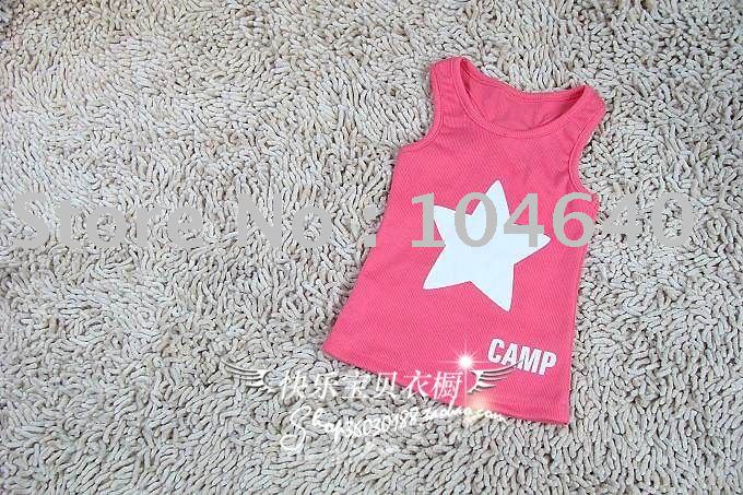 Kids Korean-style Korean girls and boys of summer 2011, the word logo multicolor vest star candy