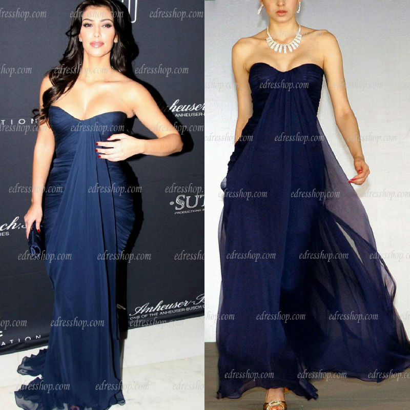 Kim Kardashian Strapless Dipped Neckline Trumpet Mermaid Pleated Red Carpet Celebrity dress Ball Gown Party Prom Evening dress