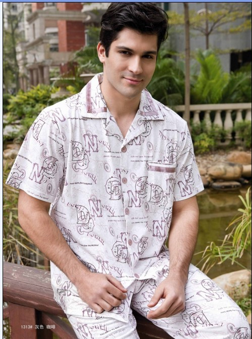 Knitted 100% cotton buckle letter male sleep set lounge 1313