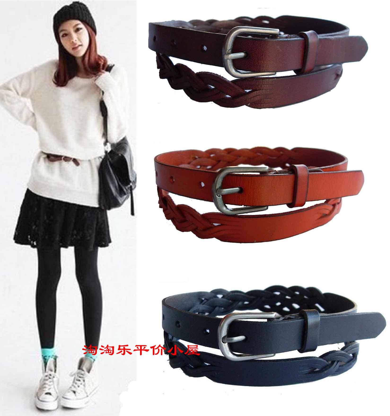 Knitted belt fashion female belt cronyism cowhide strap genuine leather women's strap all-match