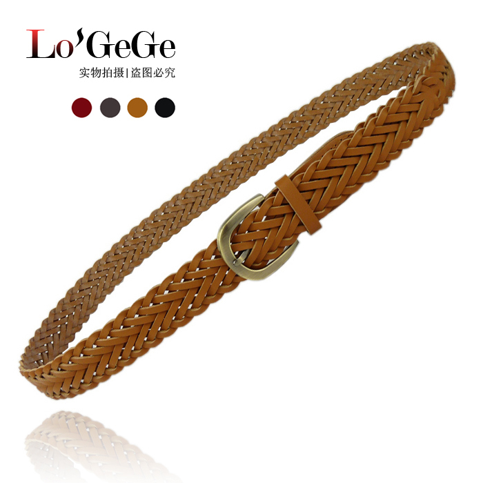 Knitted belt women's leather knitted strap Women all-match decoration thin belt 202