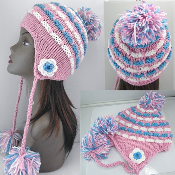 Knitted hat autumn and winter hat winter warm hat ear snow cap