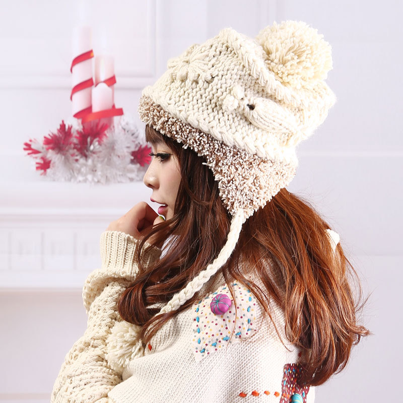Knitted hat female autumn and winter fashion thermal ear knitted hat winter hat mx049