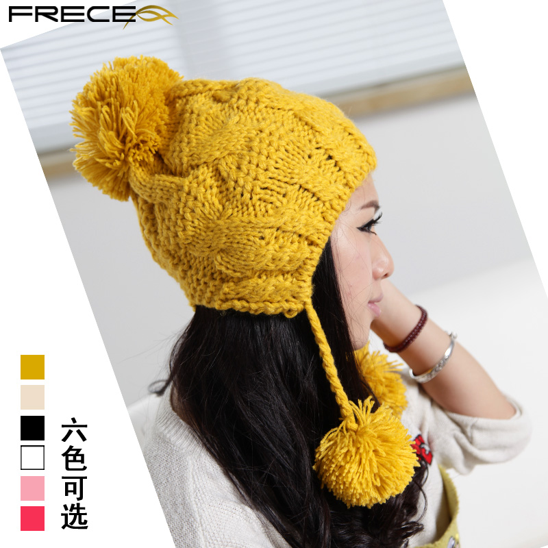 Knitted hat female winter hat female knitted autumn and winter plush hat