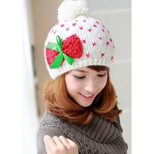 Knitted hat women's autumn and winter knitted hat bow