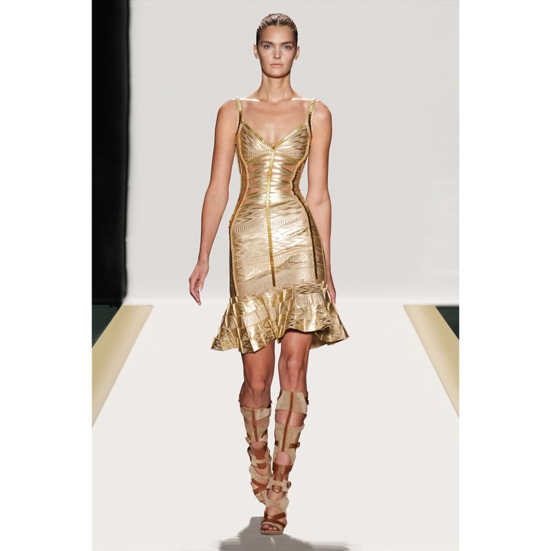 knitted HL Bandage Dress H245 Gold  Party Dress