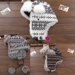 Knitted leifeng cap hat winter warm hat snow paragraph skiing hat ear protector cap