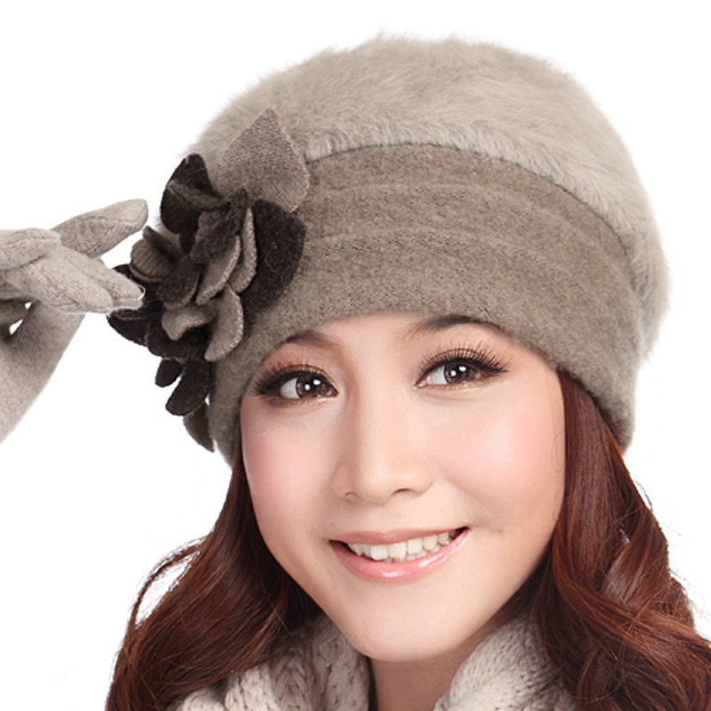 Knitted rabbit fur cap hat winter hat women's hat autumn and winter fashion millinery 322a
