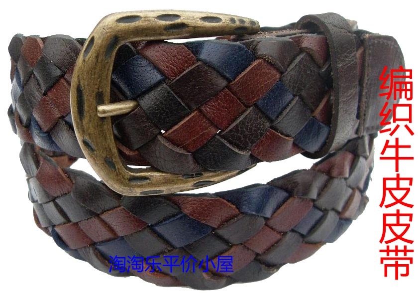 Knitted strap fashion first layer of cowhide belt all-match genuine leather women's strap