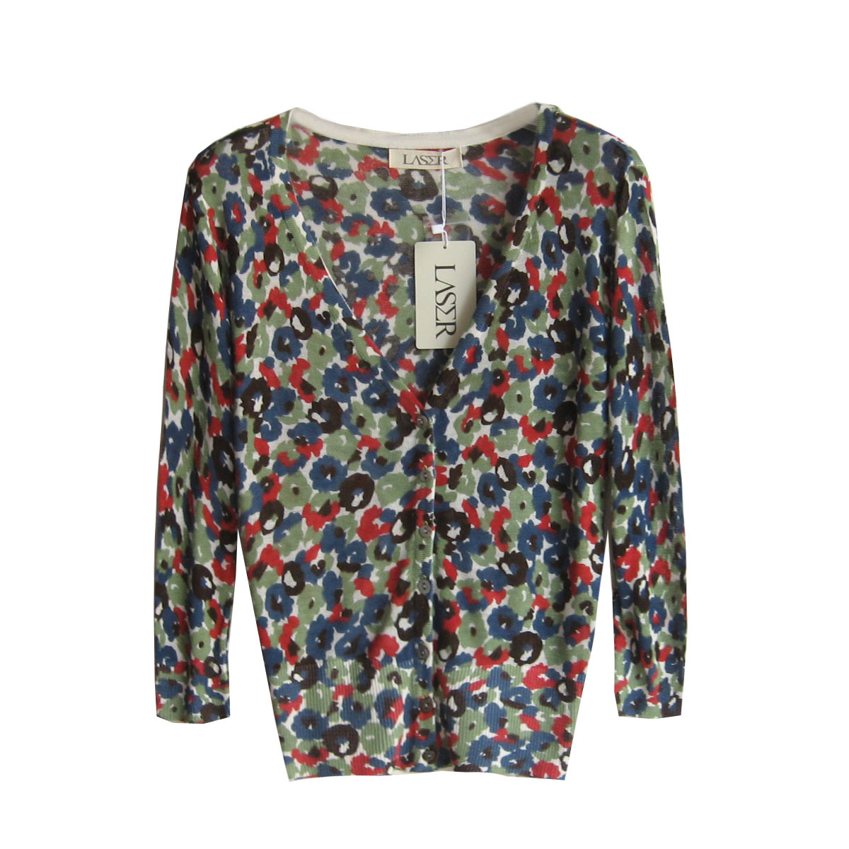 Knitted Sunscreen Sweater Cardigan Female Summer Three Quarter Sleeve Air Conditioning Shirt Flower S048
