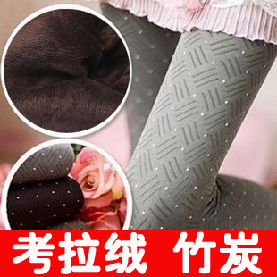 Koala goatswool slanting stripe plaid dot double layer thermal bamboo pants legging female ankle length trousers warm pants