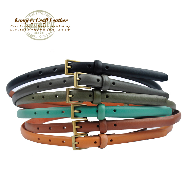 Kongery plain genuine leather thin belt female cowhide belt vintage fashion all-match belt