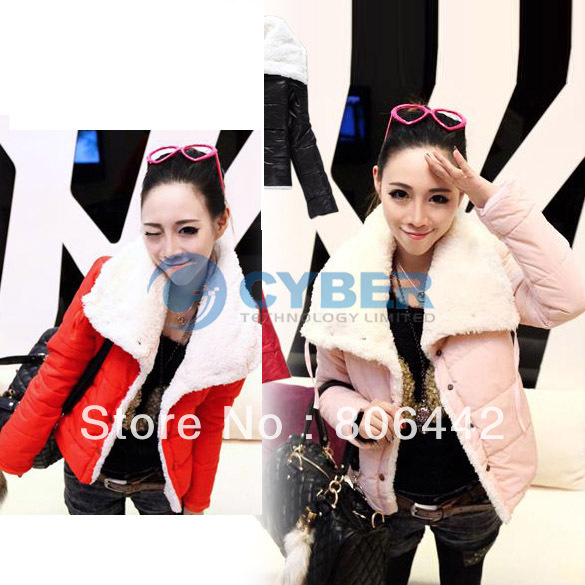 Korea Lady Women's Fashion Big Lapel Warmer Lammy Winter Coat Jacket Outwear Hot 3 Colors Free Shipping 7747