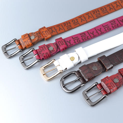 Korea lover fashion genuine leather women's trend letter strap belt 5681
