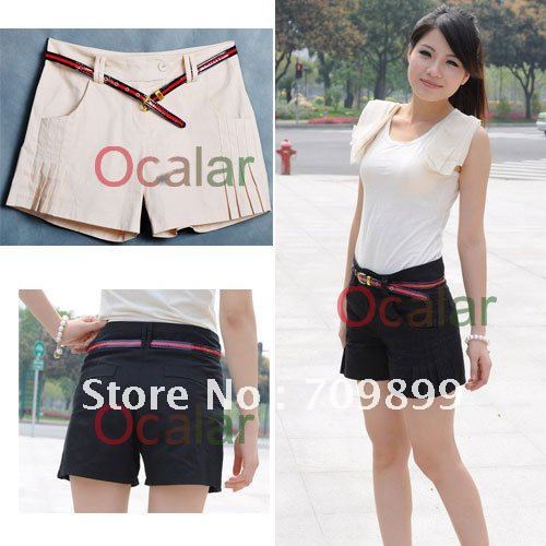 Korea New arrival fashion Hight waist Mini Fit trousers short pants Summerwear side Drape loose OL Lady Casual E0455