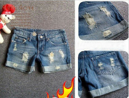 Korea New beauty necessary jean shorts Do the old worn retro fashion personality denim shorts hot pants  Free Shipping
