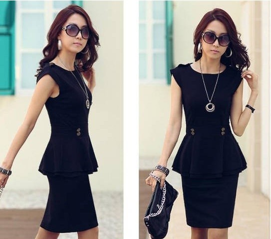 Korea Version Summer Office Lady Suit Career Apparel (Cotta Blouse + Skirt) Terylene S to L Shirtsuit Black Apricot Two Pcs