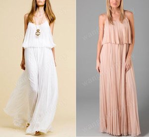 Korea Women's Boho Sexy Ruffle Pleated Chiffon Elegant Maxi Long Dress