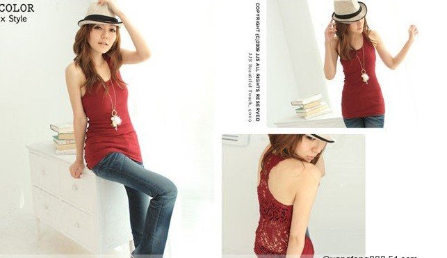 Korea Women's Tank Top Shirt Hollow-out Vest Waistcoat Camisole Pierced lace free shopping 003