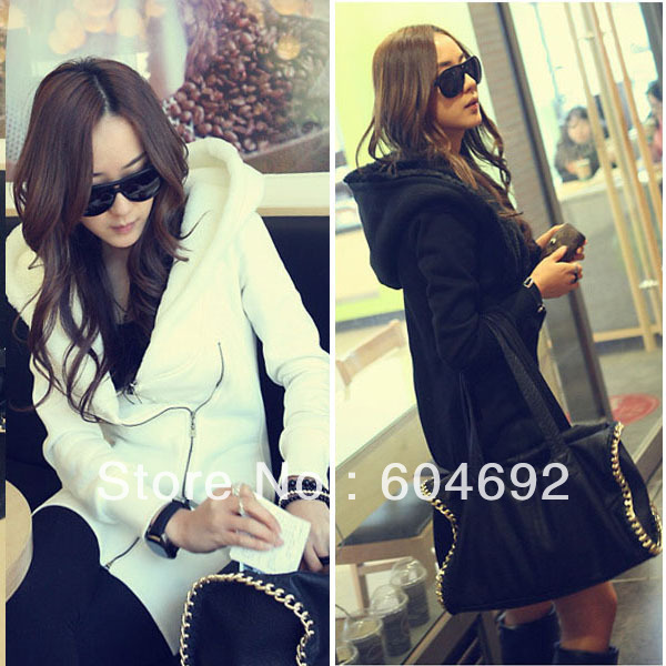Korea Womens Long Sleeve Winter Thicked Warm Hoodie Jacket Lady Coat Outerwear (CY0353)