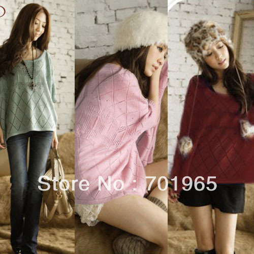 Korean Casual Fashion Ladies Sweet Hollow Elegant Loose Sweater Tops YH3051