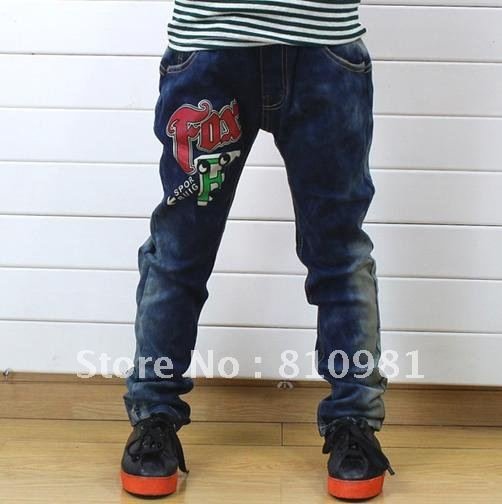 Korean children's clothing B8012 children knitted denim material cloth trousers