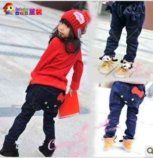 Korean children's long pant jean hello Kitty design girl's pencil pants good quality.Freeshipping