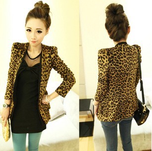 Korean coat shoulder pads suede leopard Slim suit jacket New outerwear h206 Free shipping