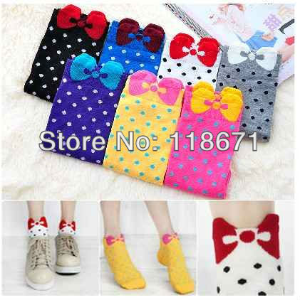 Korean cute candy colored ribbon warm socks , cotton socks