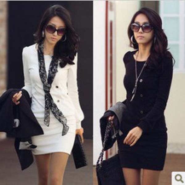 Korean fall and winter fashion new ladies OL round neck long-sleeved dress sexy skirts Primer shirt   DY6
