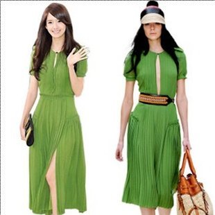 Korean fashion bohemian knee ength summer dress ladies' chiffon dress