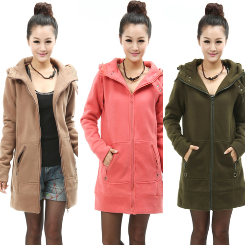 Korean Fashion New Women Hooded Thicken Long Warm Sweat Shirts Tops YH38136