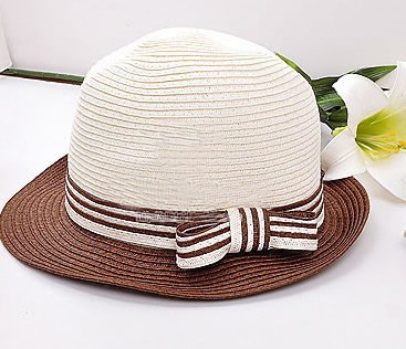 Korean Fashion Plant Weaving Bow Delicate Design Wide Brim Hat, Free Shipping ! !