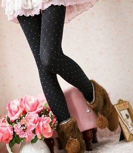 Korean Fashion Polka Dots Warm Tights,Winter Pantyhose,6pcs/lot, wholesale