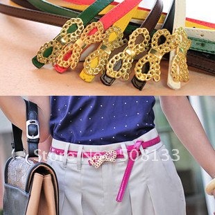 korean fashion woman wholesale leather  bow tie buckle 6 color  waistband belt  6pcs/lot free shipping