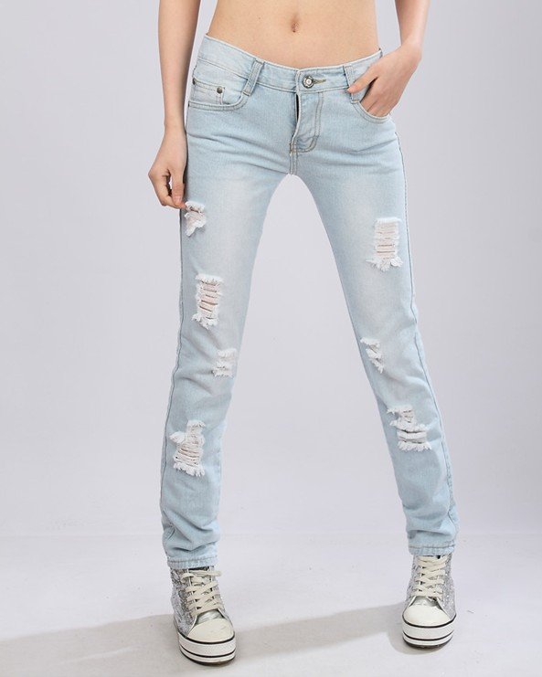 Korean Hot Sale Slim Pure Trousers Ladies'trousers Fashion Trousers  Blue free shipping