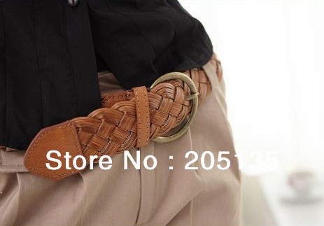 Korean new wild leisure hollow belt woven wide leather belt fashion belt