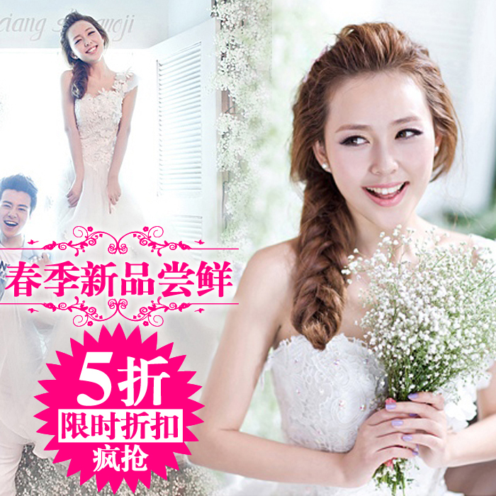 Korean princess bride flowers Strapless wedding dress Korean version of the latest winter 2012 Hotel pregnant women 8557