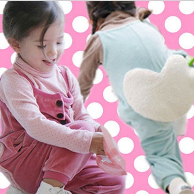 korean spring new retail 2013 hot velvet love girl overalls kids solid pink and blue trousers children Jumpsuit baby wear