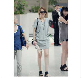 Korean star with paragraph ladies casual dress