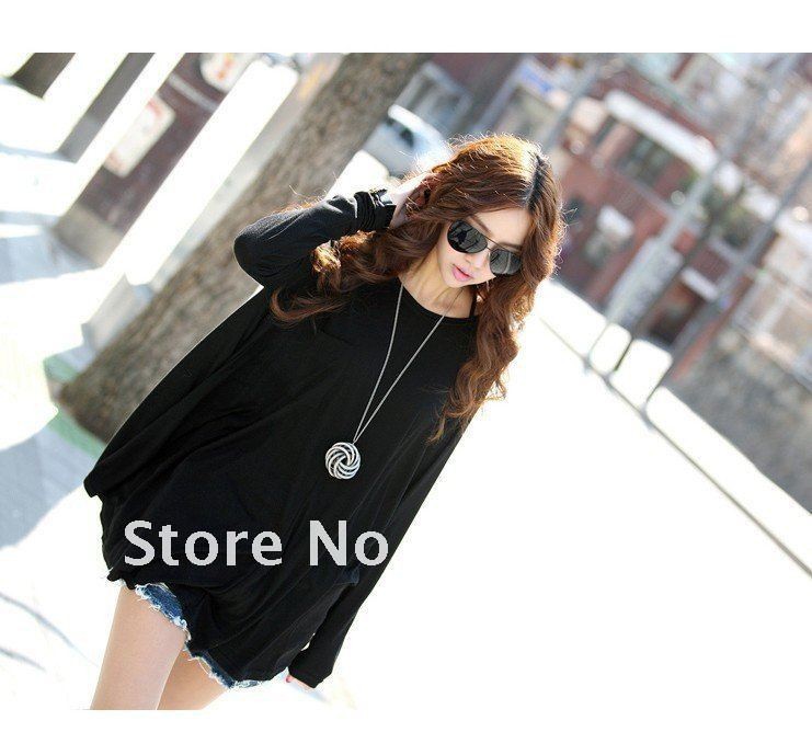 Korean Style Lady Loose Dress Round-neck Fashion Sweater Women Relaxation Wear Long Sleeve Black Colour Autumn 203