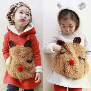 korean style winter kids unisex girl boy child velvet  Sweatshirts Hoodies outwear coat sweet kangaroo casual Christmas gift