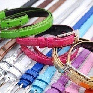 Korean Stylish Trendy Women's Cute Nice Candy color PU leather Thin Belt