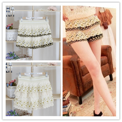 Korean sweet style lace shorts,cascading lace ruffles short pant,vintage  free shippingd989913