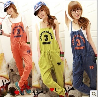 Korean trend of women overalls leisure pants fashion suspenders movement Jumpsuit