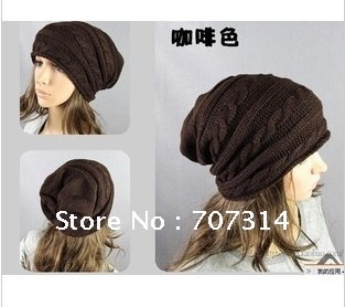 Korean version of popular folding cap,Winter hat,Fashionable for women knitting  cap,4color,Free shipping.