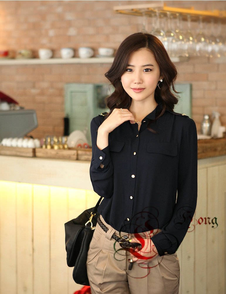 Korean version of the ladies shirt 2011 autumn and winter palace style elegance wild long-sleeved shirt