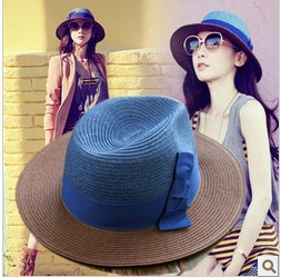 Korean visor beach hat straw hat wholesale bow hat free shipping